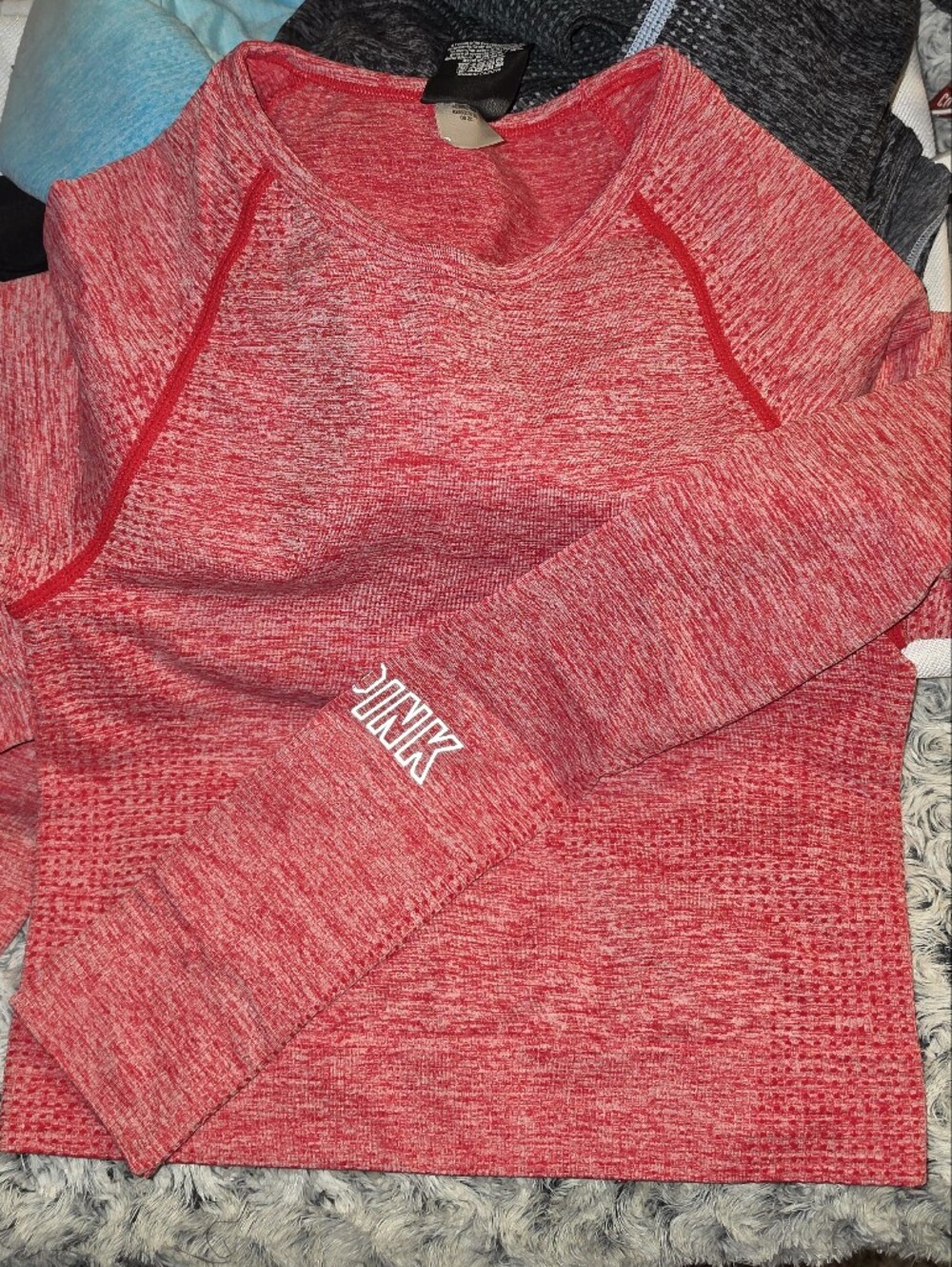 PINK Victoria's Secret Red Heathered Crop Top